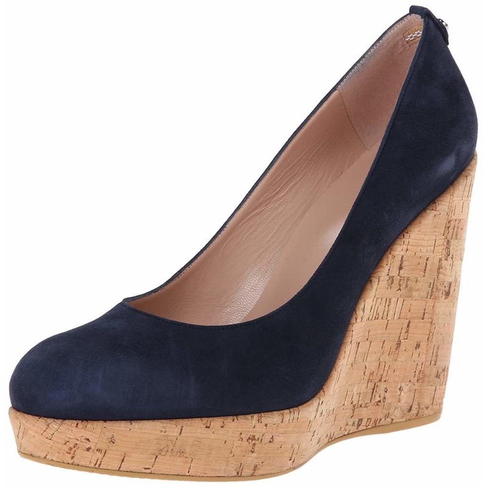 Stuart Weitzman Corkswoon Platform Pump Wedges in Navy